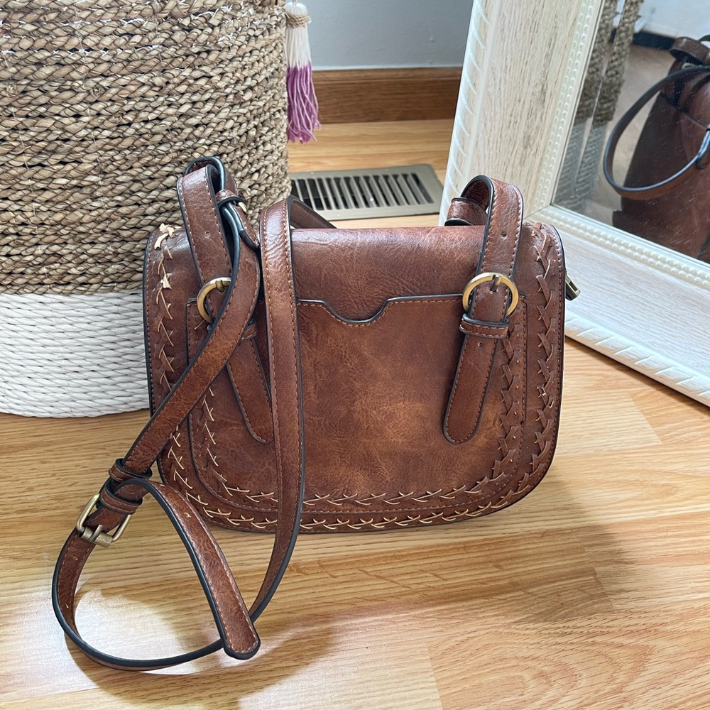 Altar’d state brown messenger flap top saddle bag